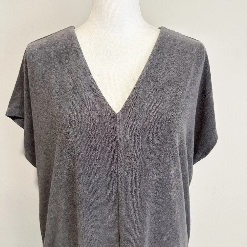 Barefoot Dreams Beach Cozy Terry Caftan Size Small in Carbon Gray Resort Cruise